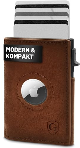 GenTo - Airtag Wallet mit Münzfach - Metal-Case - Slim Wallet -TÜV geprüfter RFID NFC Schutz -kleines Portmonee - dünnes schmales Kartenetui