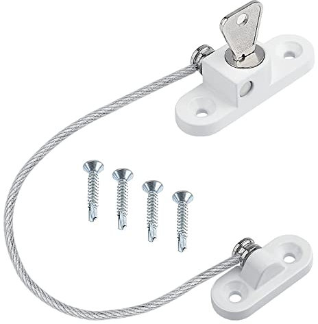 Window Locks Child Safety for UPVC Windows 1Pcs Window Restrictor with Keys and Screws upvc Window Locking Mechanism for Protection, Anti Burglary -20cm in Length to 100mm Opening (White)