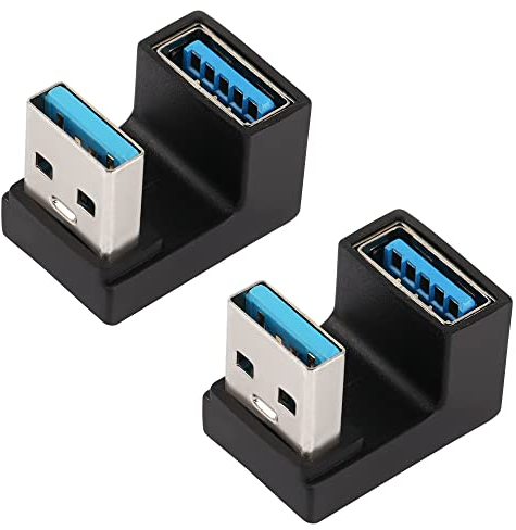 QIANRENON USB 3.1 U Forma Ángulo Adaptador 10 Gbps USB A Macho a Hembra 180 Grado Ángulo acoplador Conector, Ayuda 5V/3A Carga Transferencia dato, para PC Tableta portátile, 2Pcs