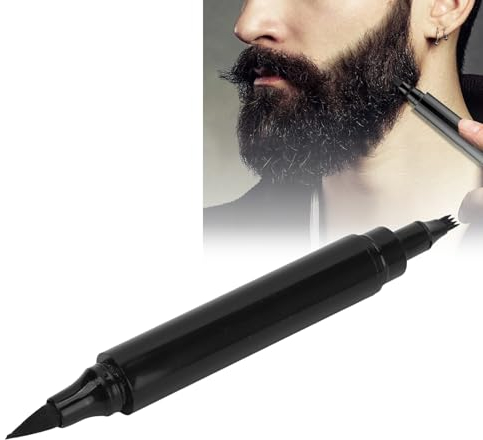 Bartstiftfüller 2 in 1 Herren Barber Styling Pen 4 Spitze Gabel Schweißfest Langanhaltende Abdeckung Reparatur Schnurrbartform Dunkelbraun