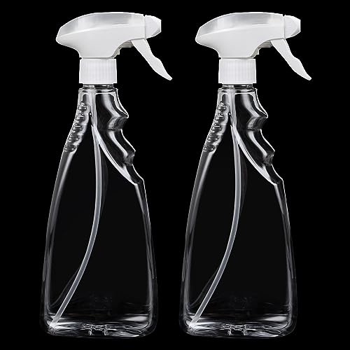 ASelected 2 Pcs Transparent Empty Fine Mist Plastic Spray Bottle 500Ml Water Spray Bottle For Gardening Cleaning Air Freshening Hair Sprayer, material - Polyethylene Terephthalate