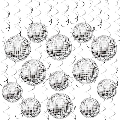 54 Pieces Disco Party Decorations Disco Ball Hanging Swirls 70s Party Hanging Swirls Ceiling Decor for Disco Fever Party 70s Hippie Birthday Party Favors Supplies