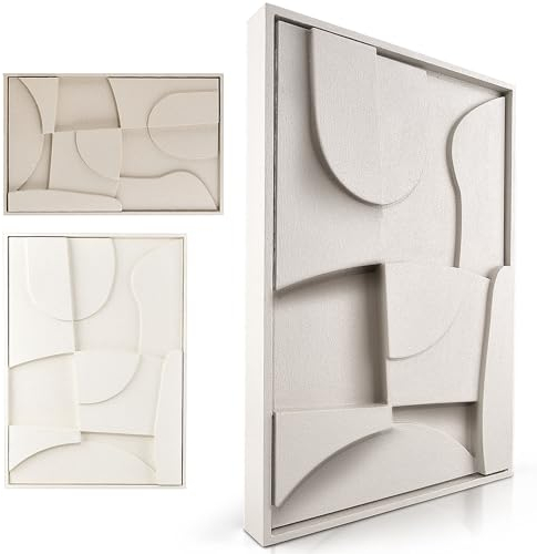 Ally Maison 3D Wandbild - 40x60cm Deko für Wohnzimmer in grau, Wanddeko, abstrakt, Hygge, modern, handgemalte Gemälde, Leinwandbild Flur Dekoration, Acryl, Minimalistisches Design, Scandi