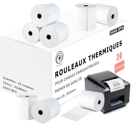 Rollgenio 40 spolar termiska rullar 80 x 80 mm kassapapper, POS-terminal, EPOS-skrivare