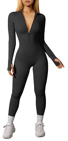 OQQ Sports Jumpsuits for Women One Piece Overall Workout Yoga Leisure Women Jumpsuits Black