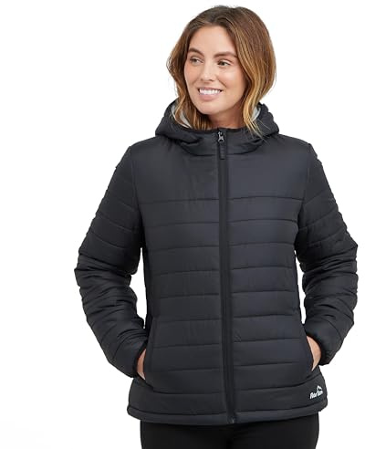 Peter Storm Women’s Blisco Jacket with Hood & 2 Pockets, Insulated, Water Repellent & Lightweight Puffer Coat (UK, Numeric, 18, Regular, Regular, Solid Black)