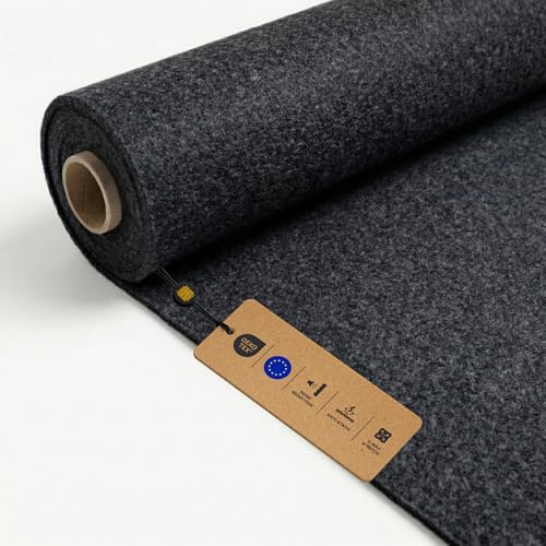 LOMIQ Fieltro ULTRAFLEX 100x200 cm, Grafito Oscuro, Tejido Por Metro, 300 g/m², Tejido De Revestimiento Interior Flexible, Fieltro Artesanal Superflex, Antiestática Para Coche Caravana Barco Furgoneta