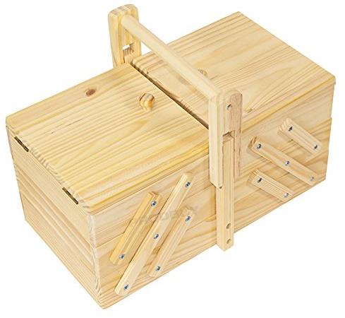 Wooden Expanding 5 Compartment Sewing Basket Box