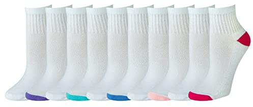 Amazon Essentials Chaussettes à la Cheville en Coton, légèrement rembourrées Femme, 10 Paires, Blanc, 36-39.5