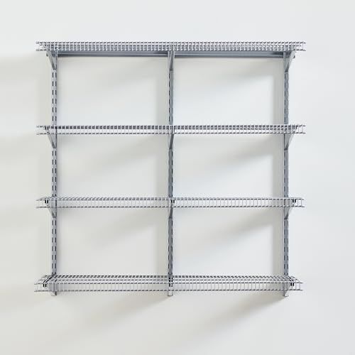 Rubbermaid 36 Pantry Organization Shelf System, Direct Wall Mount, 4 Shelves and Mounting Hardware Kit Included, Satin Nickel, Wire Shelving System for Home/Pantry/Closet