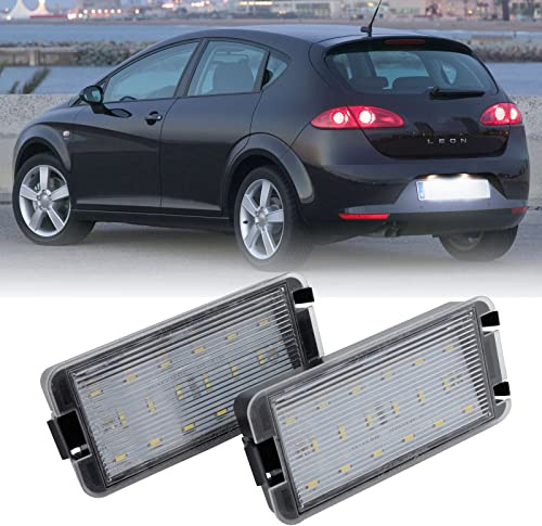njssjd Lot de 2 lampes LED pour plaque d'immatriculation de voiture Seat Ibiza 1997-2009 Cordoba Leon Toledo MK3 Altea Arosa Toledo MK2 Tag Lamp OEM # 5P0943021