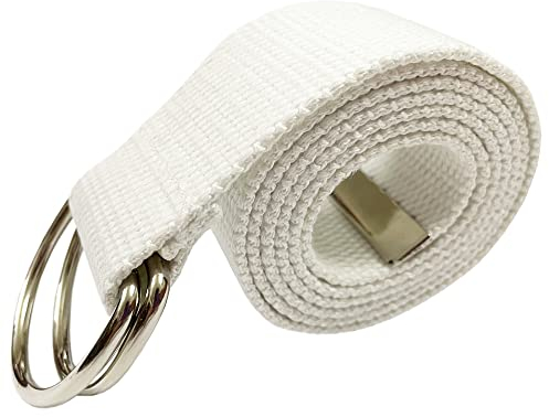 Oneyijun Geflochten Segeltuch Gürtel Frauen Männer mit Doppelt Silber Metall D-Ring-Schnalle Beiläufig Unisex 113cm