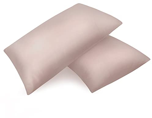 Fittia 2er-Set Satin Kissenbezug Premium Kopfkissenbezug Kissenhülle Haar- und Hautpflege Seidig mit Reißverschluss, Taupe, 40x80cm