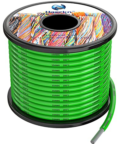 5.3mm² 10awg Silicone Electrical Wire Cable 8 Meters Green 10 Gauge Hookup Wires kit Stranded Tinned Copper Wire Flexible and Soft High Temperature Resistance