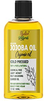 Hydra naturals Organic Jojoba Oil for Skin, Hair, Nails, Face, Skin Cleansing & Rich in Vitamin E - 100% Pure, Natural, Cold Pressed, Hexane Free, Unrefined, Pure Jojoba Oil 50ml
