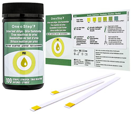 100 x One+Step Test delle Urine per le Proteine con Cartella colori di riferimento I Strisce reattive per le Urine per rilevare le Proteine nelle urine I Test di Salute per Diabete e Danno renale