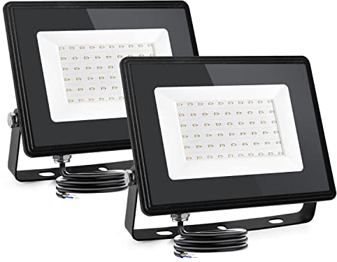 Aigostar LED Strahler außen 50W Naturweiß 4000K 5400 Lumen Scheinwerfer IP65 Wasserdicht Außenstrahler für Hell Garten Garage Sportplatz Hof Fluter 2 Packungen