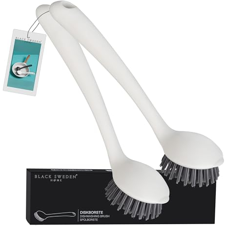 Black Sweden Home Spülbürste Weiss - Hochwertige Geschirrbürste, Abwaschbürste, Küchenbürste mit robusten Borsten - Langlebiges Spülbürsten Set 2 Stück