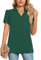 POPYOUNG Plus Size Ladies Tops Chiffon Blouse Business Tunic Petal Short Sleeve Office Shirts for Work 3XL, Dark Green