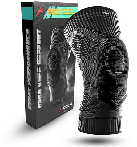 DDGM Ginocchiera ortopedica a compressione tutore ginocchio Supporto legamenti con Gel pad di sostegno rotuleo, per artrosi donna, uomo Ginocchiera sportiva in neoprene di alta qualità (Small)