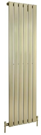 Milano Alpha Brushed Brass Vertical Single Flat Panel Radiator - 1600 x 450mm