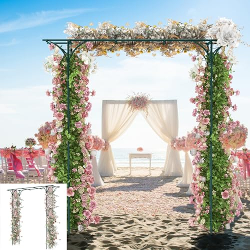 HOMASIS Arco de Rosas de jardín de Metal, Pérgola para Plantas trepadoras, Enrejado Arco para Boda, jardín, Fiesta, Pérgola Cuadrada Alta Resistencia Ayuda Flores Enrejado, 205x52x205cm (Verde)