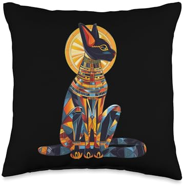 Bastet Abstract Art Bast Ailuros Throw Pillow