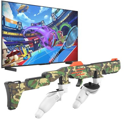 Tyasoleil VR Accessories compatible with Meta Quest 3S/3, VR Magnetic Stock FPS Gaming Accessories, Humanized Weighted Gun Stock, Enhanced Games Reality Experience (Green for Q3&3S)