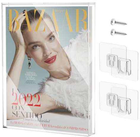 Homakover Transparent Display Cabinet for Magazine Book, Acrylic Magazines, Book List, Wall Mount, Collectibles, Book Storage, UV Protection, Display, Magazine Book, Showcase (11 x