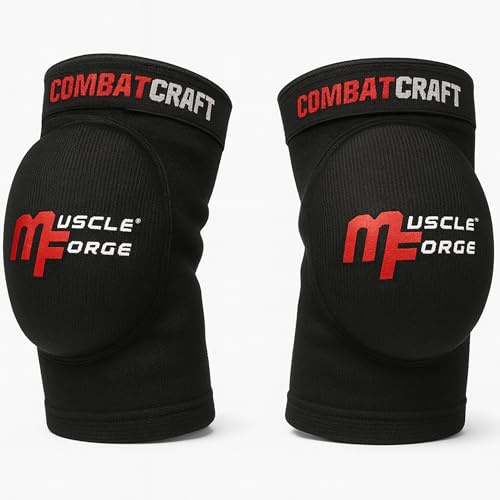 MuscleForge Ellbogenschoner für MMA, Muay Thai, Kickboxen & BJJ Größe M – Atmungsaktive Ellenbogenschützer mit Anatomischem Eva-Schaum & Flexible Passform mit Klettverschluss – 2 Stück Trainingspads