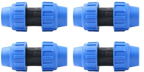 CashMuch Confezione da 4 raccordi rapidi per tubi in PE, 16 bar, resistenti alla pressione, connettore dritto per tubi dell'acqua per giardinaggio e irrigazione agricola, opzioni di dimensioni 32 mm