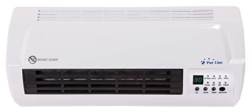 PURLIINE | Radiateur mural en céramique split 2000 W, télécommande, thermostat réglable et design moderne, blanc