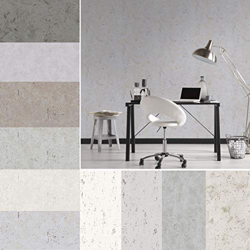 Paul Bergmann. Graue Betontapete 3D Optik Wandfarbe Betonoptik Spachtel Stil. Moderne Sichtbeton Tapete aus Berlin