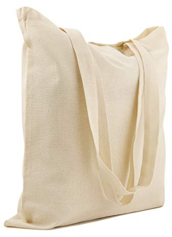 POLHIM® Stoffbeutel 38x42 cm (145g/m²) | Jutebeutel Alternative aus 100% Baumwolle | Unbedruckte Tasche zum Bemalen & für Einkauf (Natur)