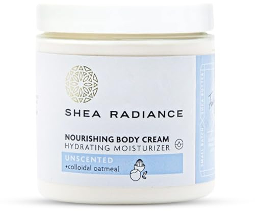 Shea Radiance Nourishing Body Cream with Colloidal Oatmeal | Hydrating Moisturizer for Sensitive Skin | Gentle Hydration with Long Lasting Moisture | Unscented 8 oz