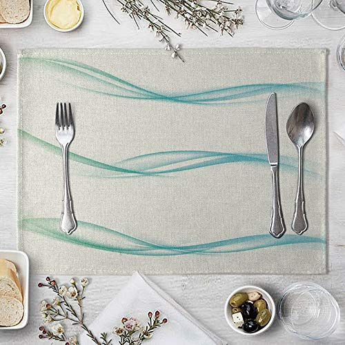 ANAZOZ Manteles Individuales de Mesa Set 2 Patrón de Rayas Artísticas Mantel Tela Individuales Verde Azul Tapete de Mesa Rectangular de 40x30