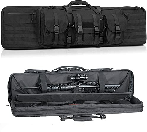 XVBVS Malette Fusil Malette Rangement, Etuis Souple pour Carabine Malette Transport Arme, Sac à Dos de Rangement pour Pistolet et Magazine, Étui pour Pistolet Airsoft-Black|| 118cm