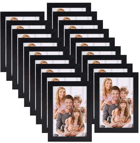 Hoikwo Multi 3.5x5 Photo Frames Set of 18, 3.5x5 Black Picture Frames for Wall Hanging or Tabletop Display