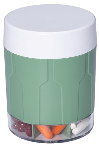 Betife - Organizer extra large per integratori, a prova di umidità, con 7 grandi scomparti, portapillole e organizer per contenere vitamine o farmaci mensili (verde oliva)
