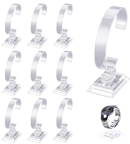Amindz 10 Pezzi Orologio Bracciale Display Stand Titolare, Supporto per Orologio Trasparente, portaorologi per uomo/signora,per orologi bracciali gioielli casa ufficio negozio