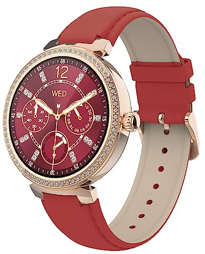 SMARTY2.0 - Smartwatch SW062E - Röd/Röd - Bluetooth-samtal, sömnkontroll, hjärtfrekvens i realtid, vattenbeständighet IP67 - PU-rem - Storlek 39,8 x 10,5 mm (röd/röd)