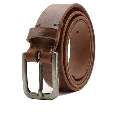 Deneau London Genuine Leather Belt for Women, Handmade for Jeans and Casual Wear, Luxury Gift Box, Fashionable Vintage (Dark Tan, Medium)