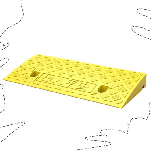 IMUNKT Seuil de Rampe pour Fauteuil Roulant en Caoutchouc - Bordure D'Accès Portable 3-22cm pour Voiture, Scooter, Vélo (Yellow, 50 * 22 * 6cm)