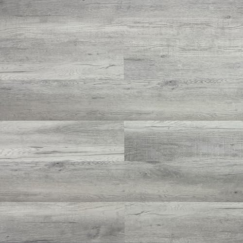 TRECOR Vinyl-/LVT klick, vinyldesigngolv, massiva golvbrädor, 6,5 mm tjock med 0,5 mm slitskikt, inklusive stegljud – vattenfast – du köper 1 m² (stuga ek grå, 1 m² | vinylgolv)