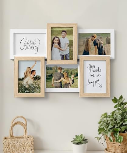 SUMGAR Collage Cornici per Foto 10x15 Legno Bianco Set da 6, Cornici per Foto 10x15 per Scrivania o a Muro, Regalo per Famiglia e Matrimonio