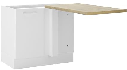 Stella Trading Turin Eckschrank Küche mit Arbeitsplatte in Weiß, Artisan Eiche Optik - Geräumiger Eck-Unterschrank mit viel Stauraum - 110 x 90 x 60 cm (B/H/T)
