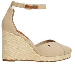 Tommy Hilfiger Flag High Wedge Espad Closed Toe Fw0fw08494 Espadrilles à talon compensé pour femme, beige, 39 EU