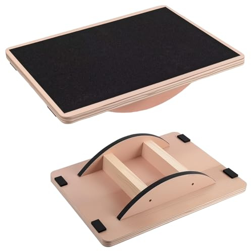 Tabla Equilibrio, dellyy Tabla de Equilibrio Profesional de Madera, Balance Board, Almohadilla de Tambaleo de Fitness Para el Hogar y la Oficina