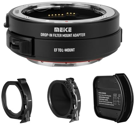 Meike EFTL-C VND - Adattatore per obiettivo AF in metallo con filtro ND variabile e UV, convertitore per obiettivi Canon EF/EF-S a fotocamere mirrorless Lumix Sigma L-Mount S1 S1R S9 S1H FP SL