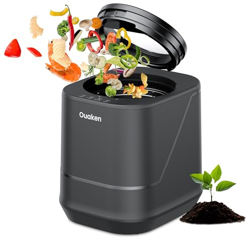 Compostador Eléctrico de Cocina 4L, Compostador Inteligente de Encimera, Sin Olor & Silencioso, Auto-limpiador – Convierte los Residuos de Alimentos en Fertilizantes, Compostador Interior, Negro